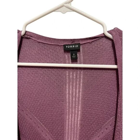 Torrid open knit purple color Cardigan Sweater Size 0- size large cozy comfort - Picture 2 of 3